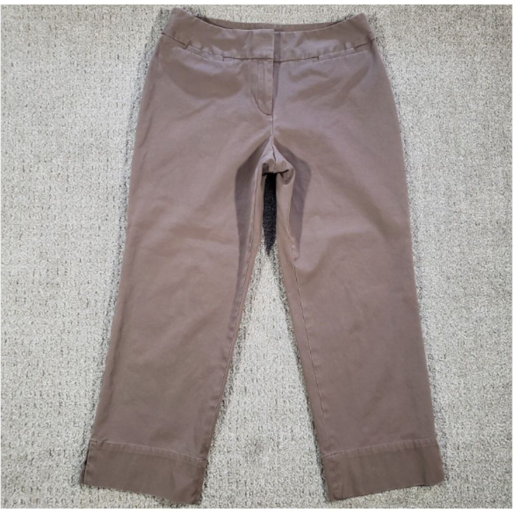 J JILL Pants Women size 8 Stretch Brown Chino Cropped Capri 29x24